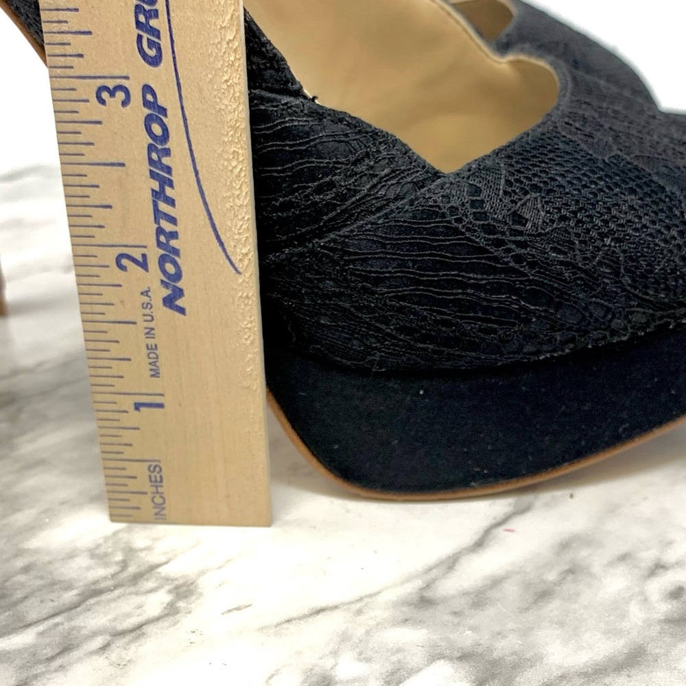 David Tutera Sweetie Black Lace And Satin Peep Toe Slingback 7 Cocktail Evening - Picture 13 of 16